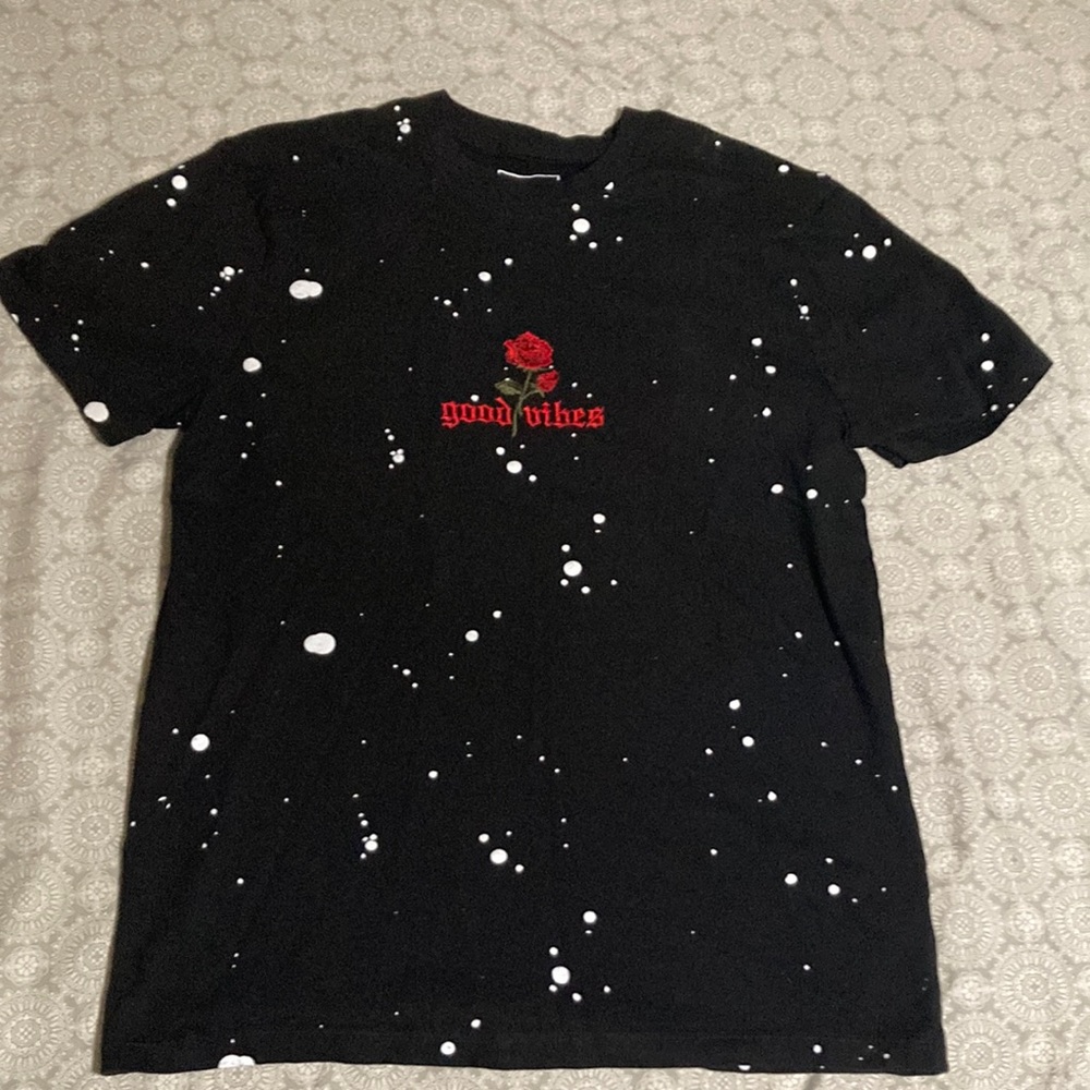 rue21 Good Vibes Rose Splatter Shirt
